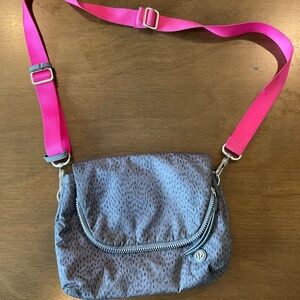 Lululemon Athletica Gray and Pink Crossbody Bag